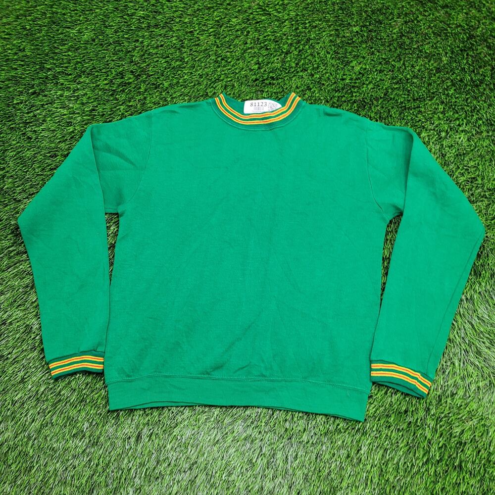 Vintage 80s Blank Ringer Sweatshirt Women Medium 18x21 Green